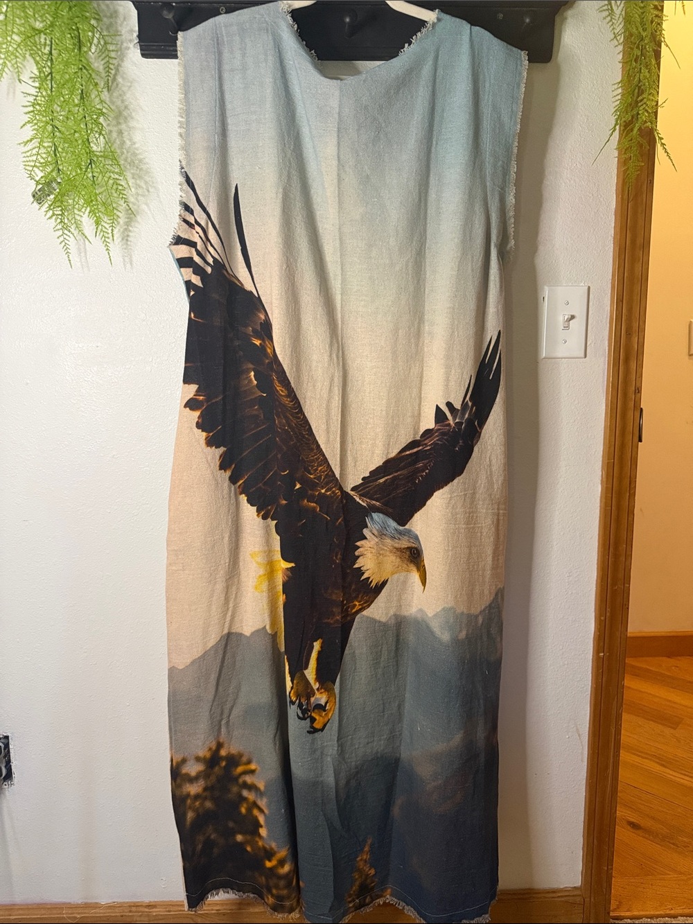 I Love Linen Cotton Sleeveless Vest Eagle Graphic NWT OS